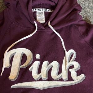 PINK Victoria's Secret Maroon Hoodie with White Logo
